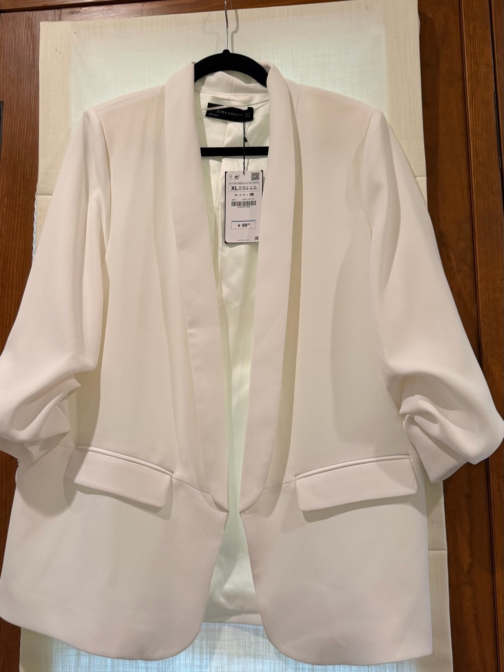 Zara Cream Open-Front Shawl Collar Blazer